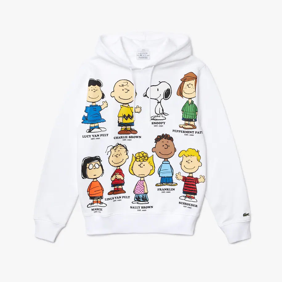 Unisex Lacoste x Peanuts Hooded Organic Cotton Sweatshirt-White•001-SH7758