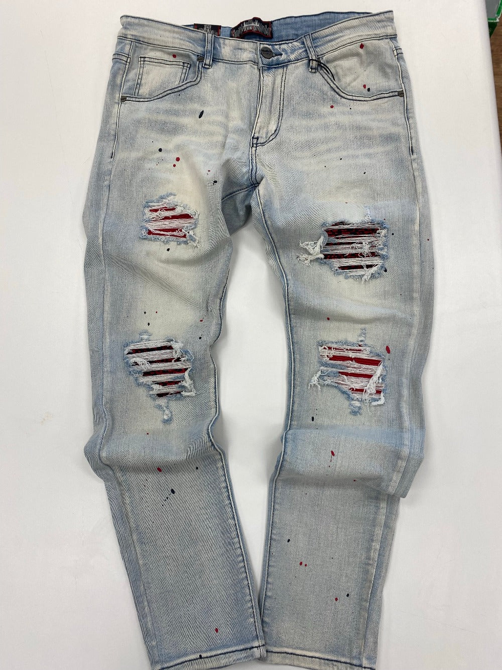 Denimicity light blue Jean with Red Patches