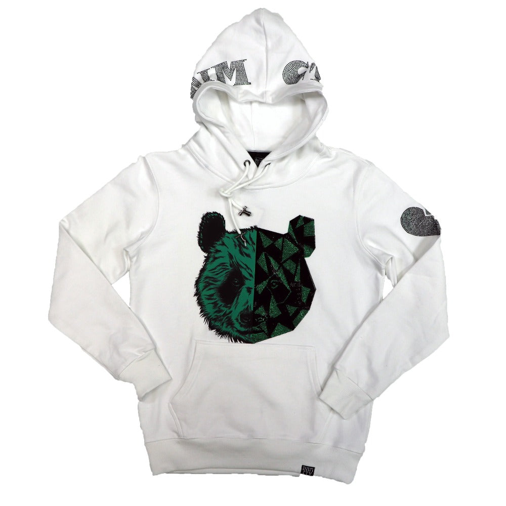 Denimicity-Split Bear Hoodie-White/Green