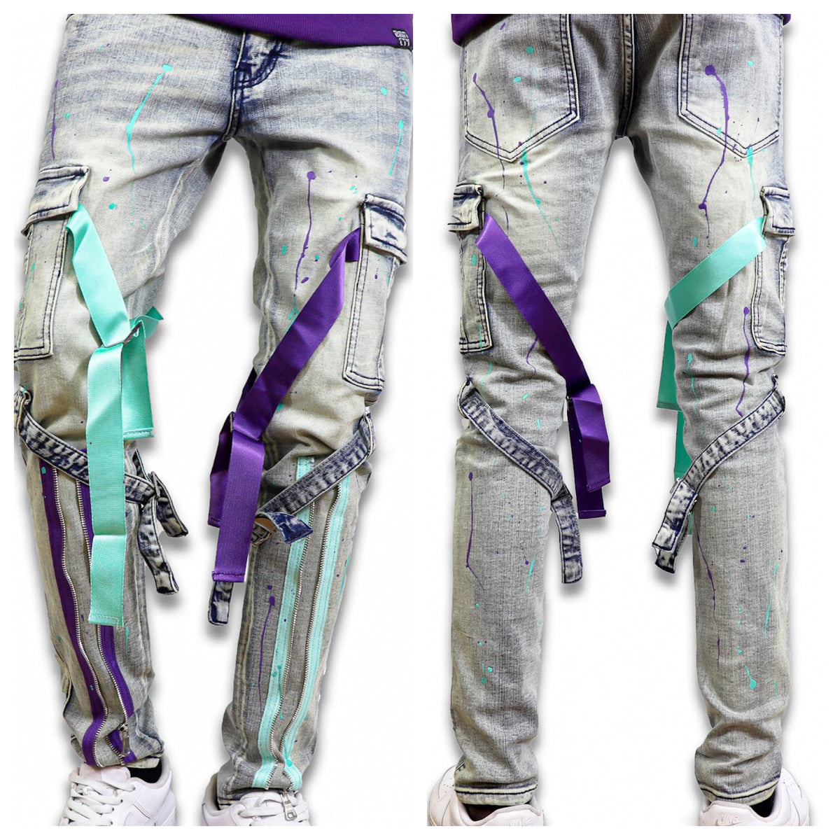 Teal & Purple Tactical Denim-Earth Wash