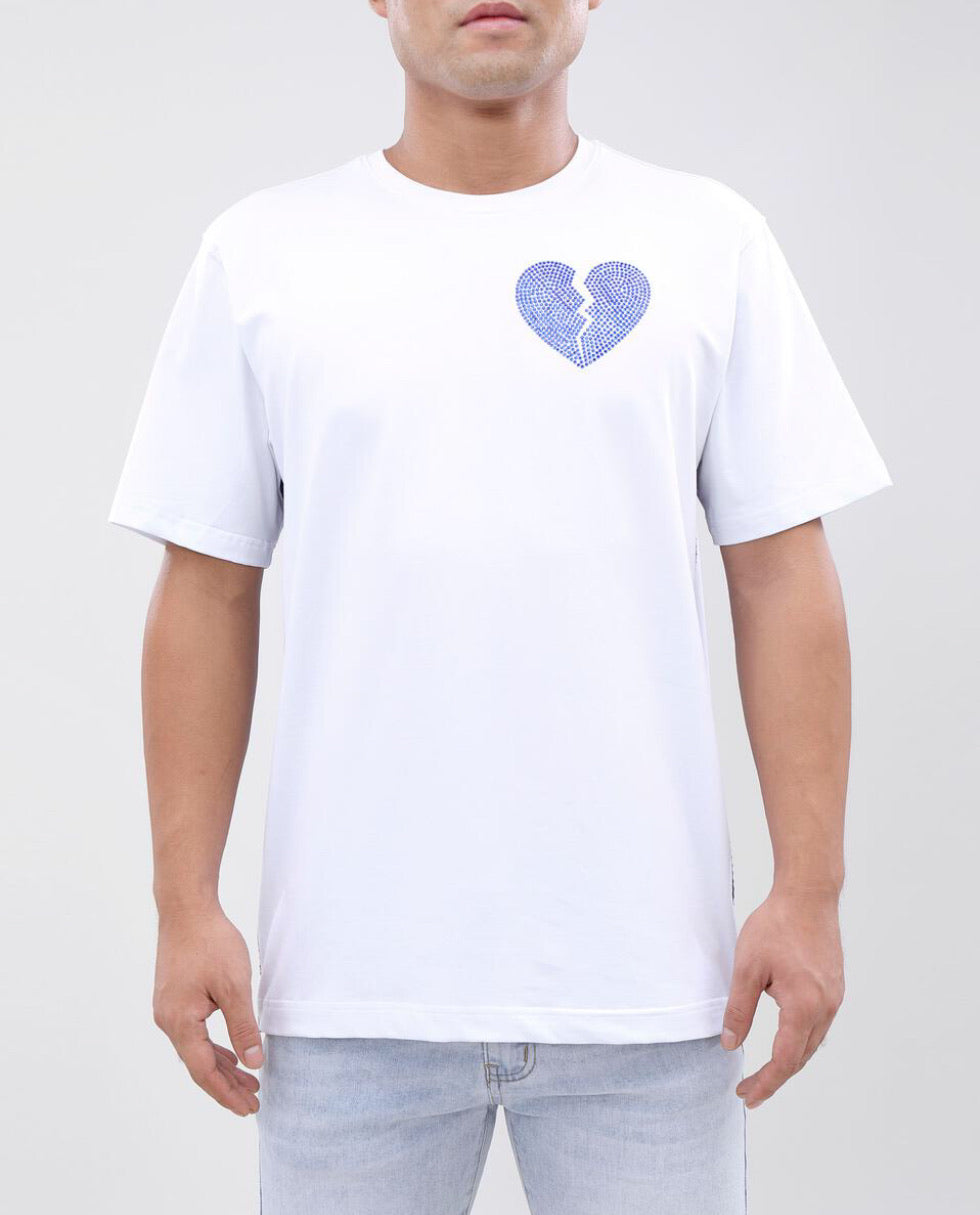 Eternity-Broken Heart Royal Blue Stone Tape Shirt-White