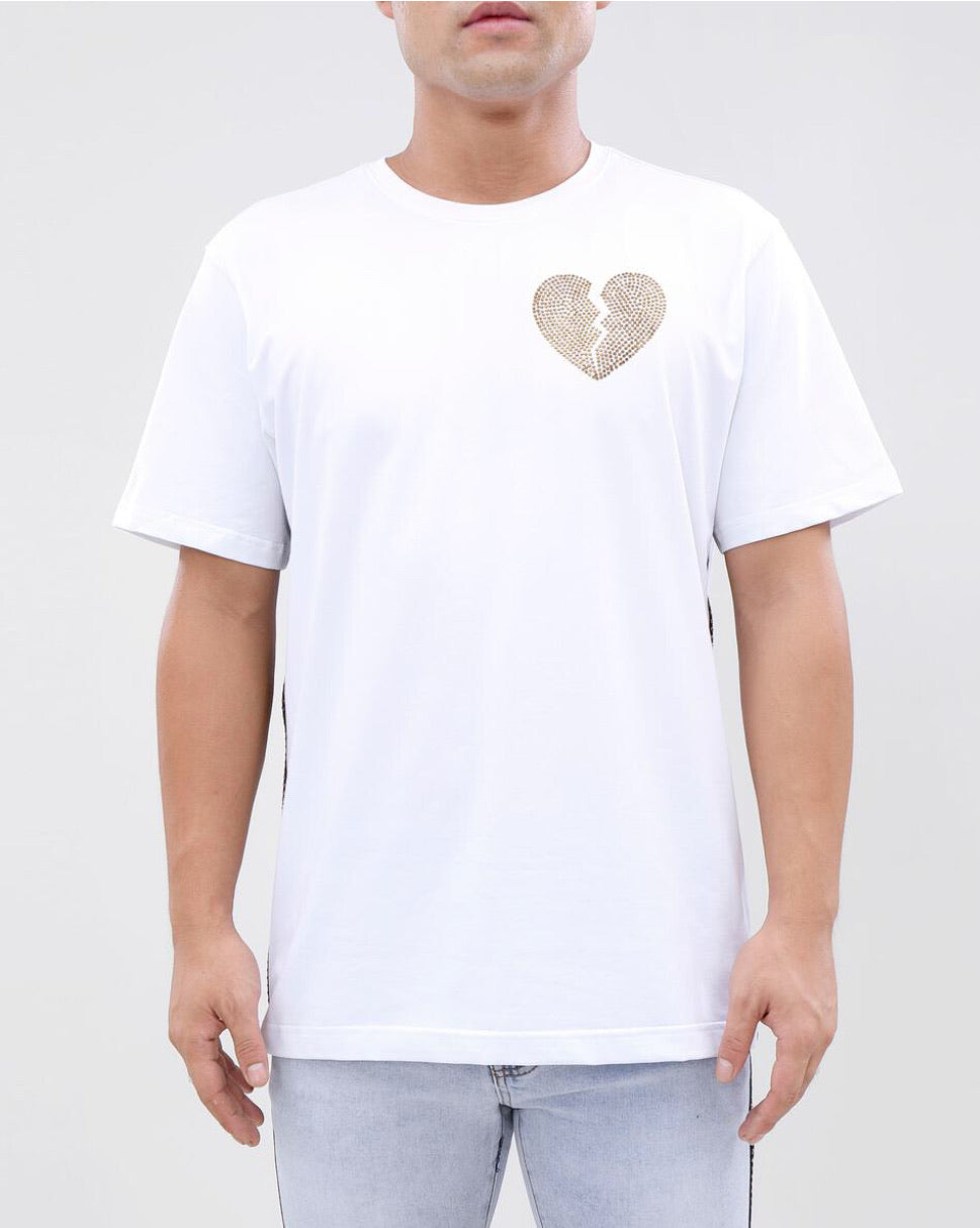 Eternity-Broken Heart Gold Stone Tape Shirt-White