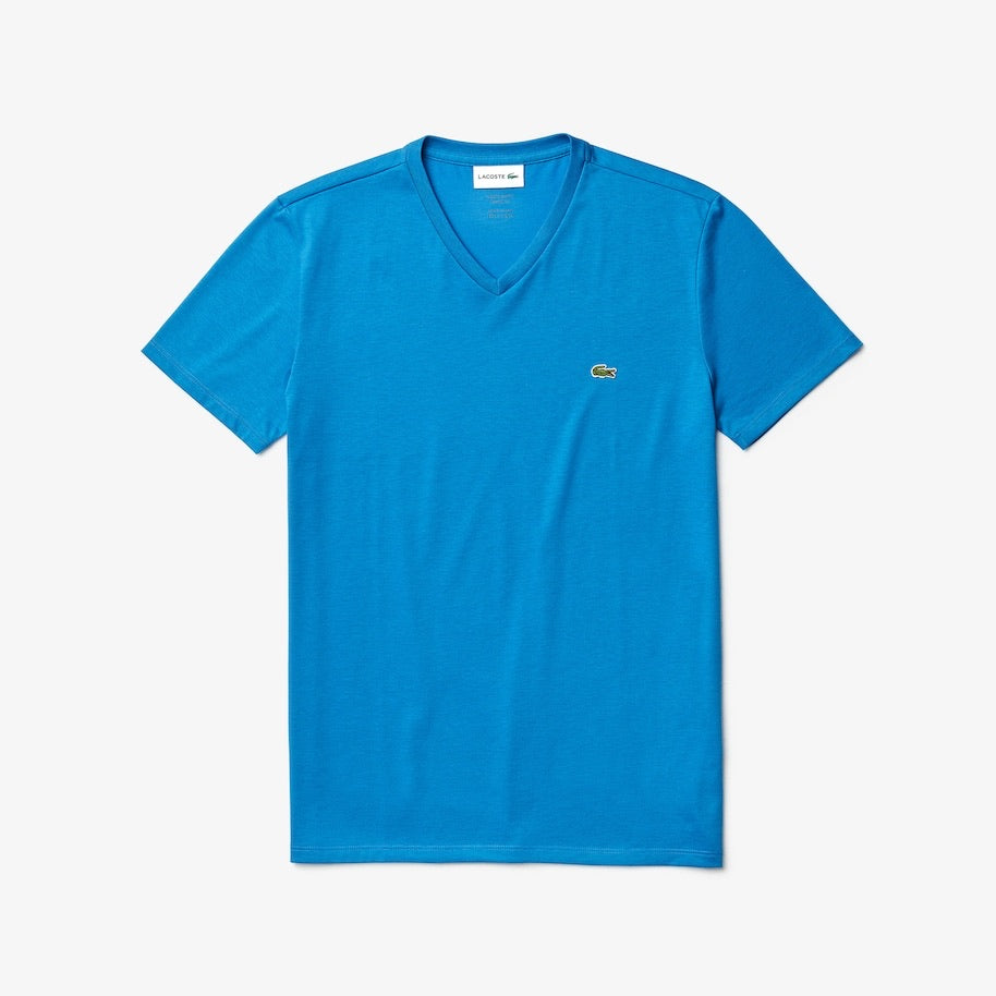 LaCoste-V-neck Pima Cotton T-shirt-Blue(L61)-TH6710-51