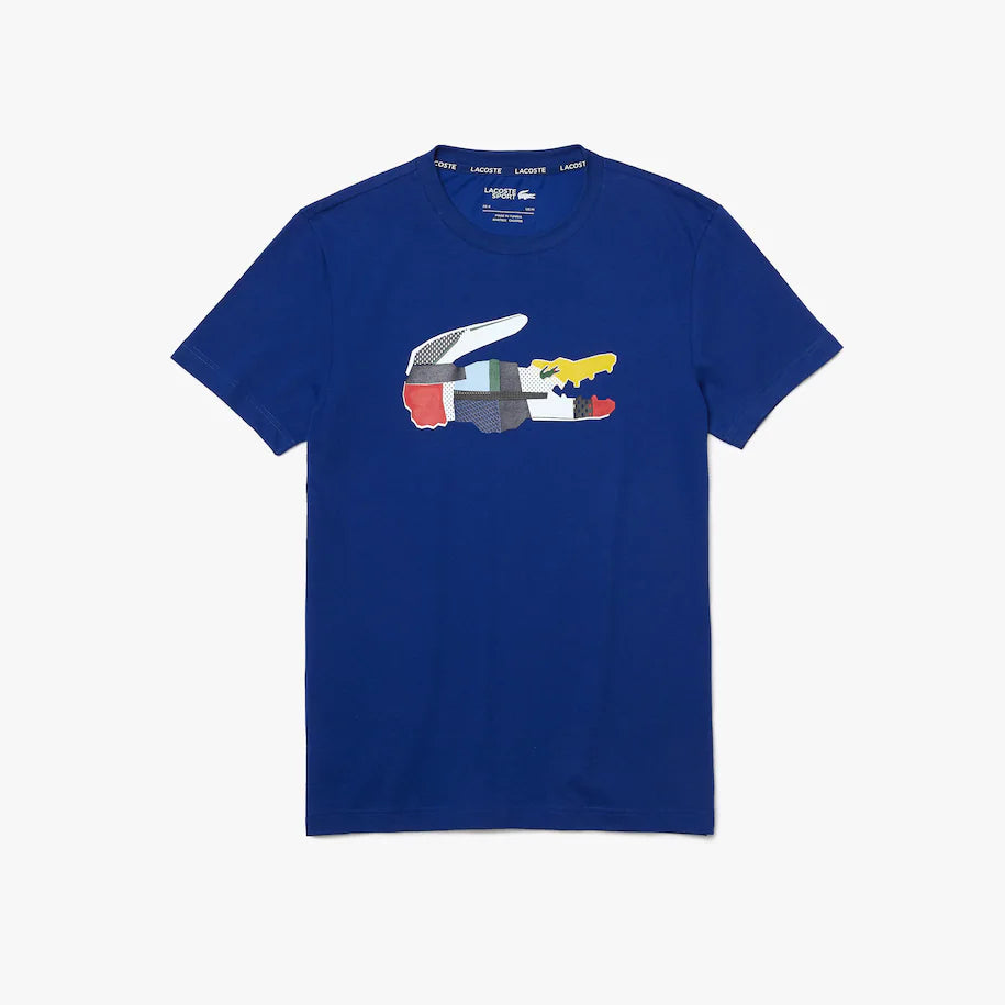 Men's Lacoste SPORT Patchwork Crocodile Print Cotton T-shirt - Blue•BDM - TH0822
