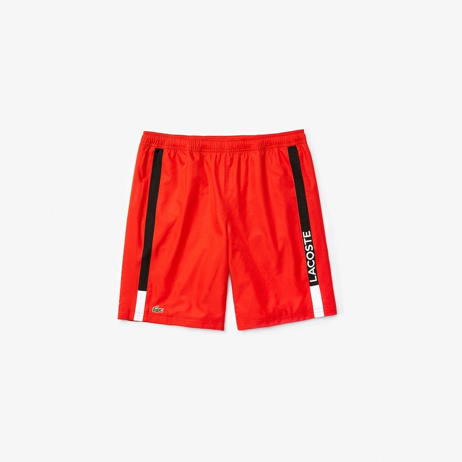 LaCoste-SPORT Branded Contrast Striped Light Shorts-Red/Black/White • ATV-GH4860