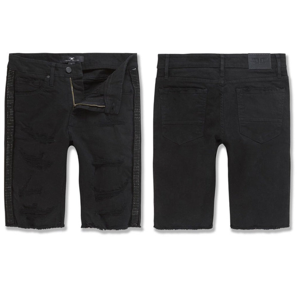 Jordan Craig - Vegas Striped Denim Shorts - Triple Black (J3167S)