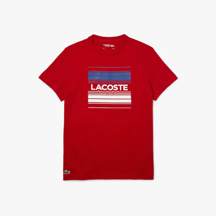 Men's Lacoste SPORT Stylized Logo Print Organic Cotton T-shirt - Red - TH0851