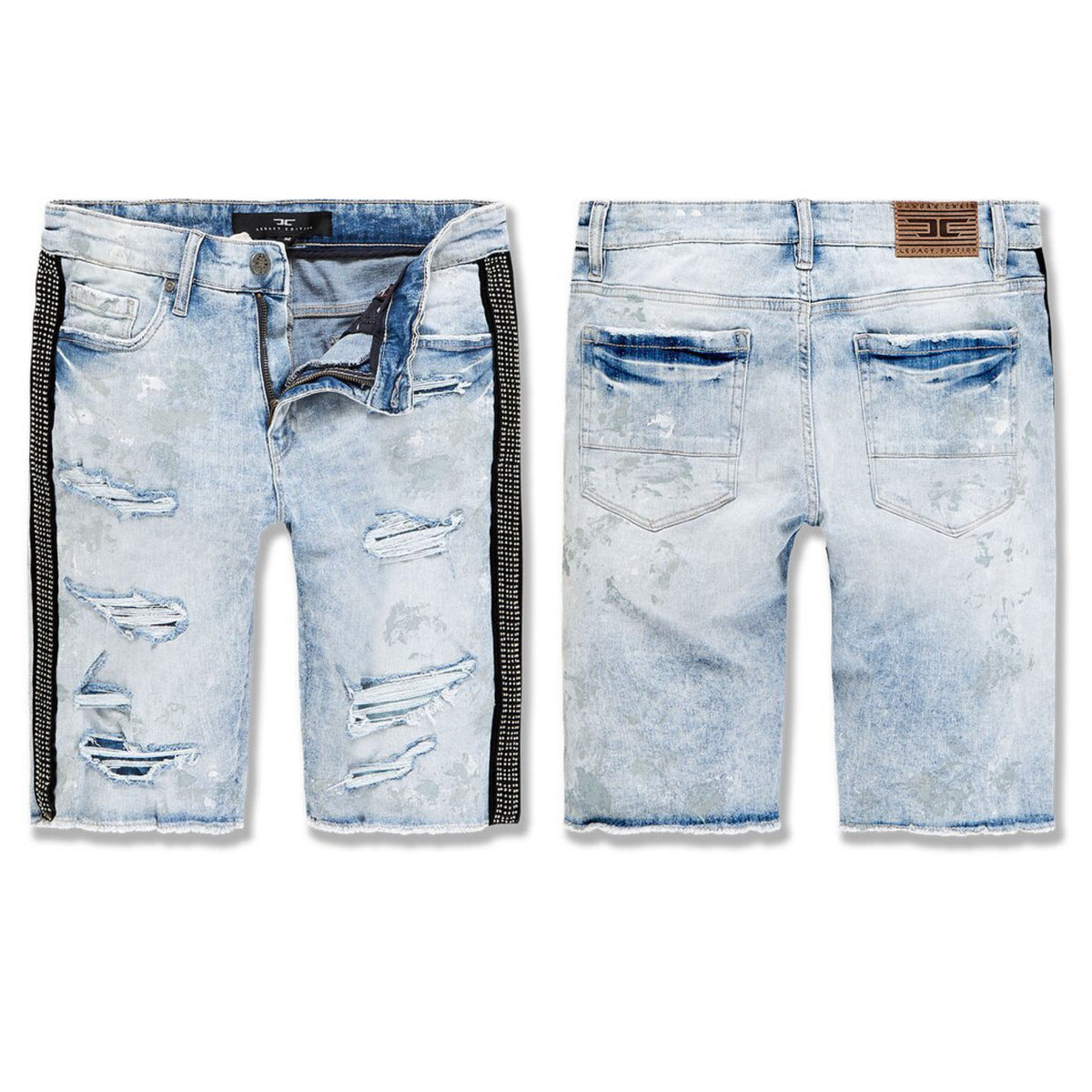 JC-Big Men's Vegas Striped Denim Shorts - Ice Blue - J3167SX