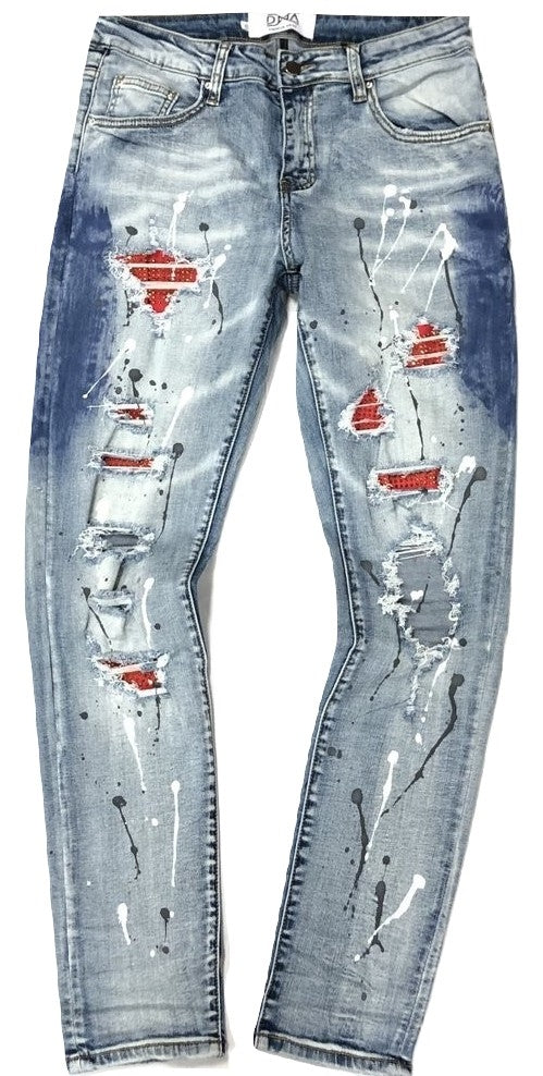 DNA-Rip & Repair/Splatter Jeans Gold Stone