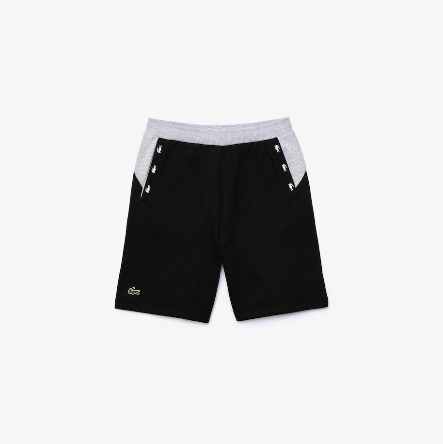 Crocodile Striped Colorblock Fleece Shorts-Black/Grey Chine•NA4-GH4871