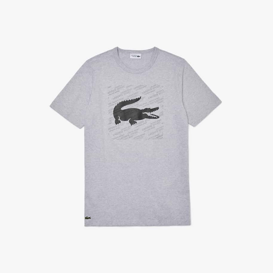 LaCoste-Men's SPORT Reflective Logo T-Shirt-Grey Chine/Black • Y5J-TH8384