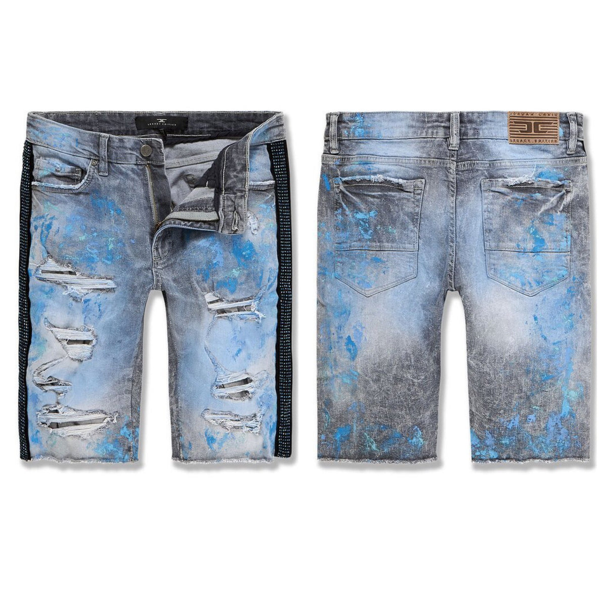 JC-Big Men's Vegas Striped Denim Shorts - Blue Wave - J3167SX