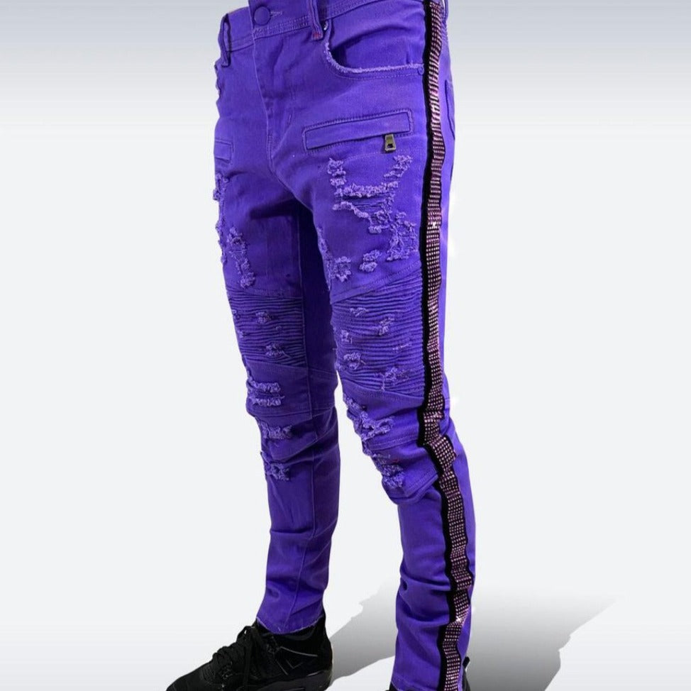 Preme Jeans-Light Purple Stone Jeans-Purple