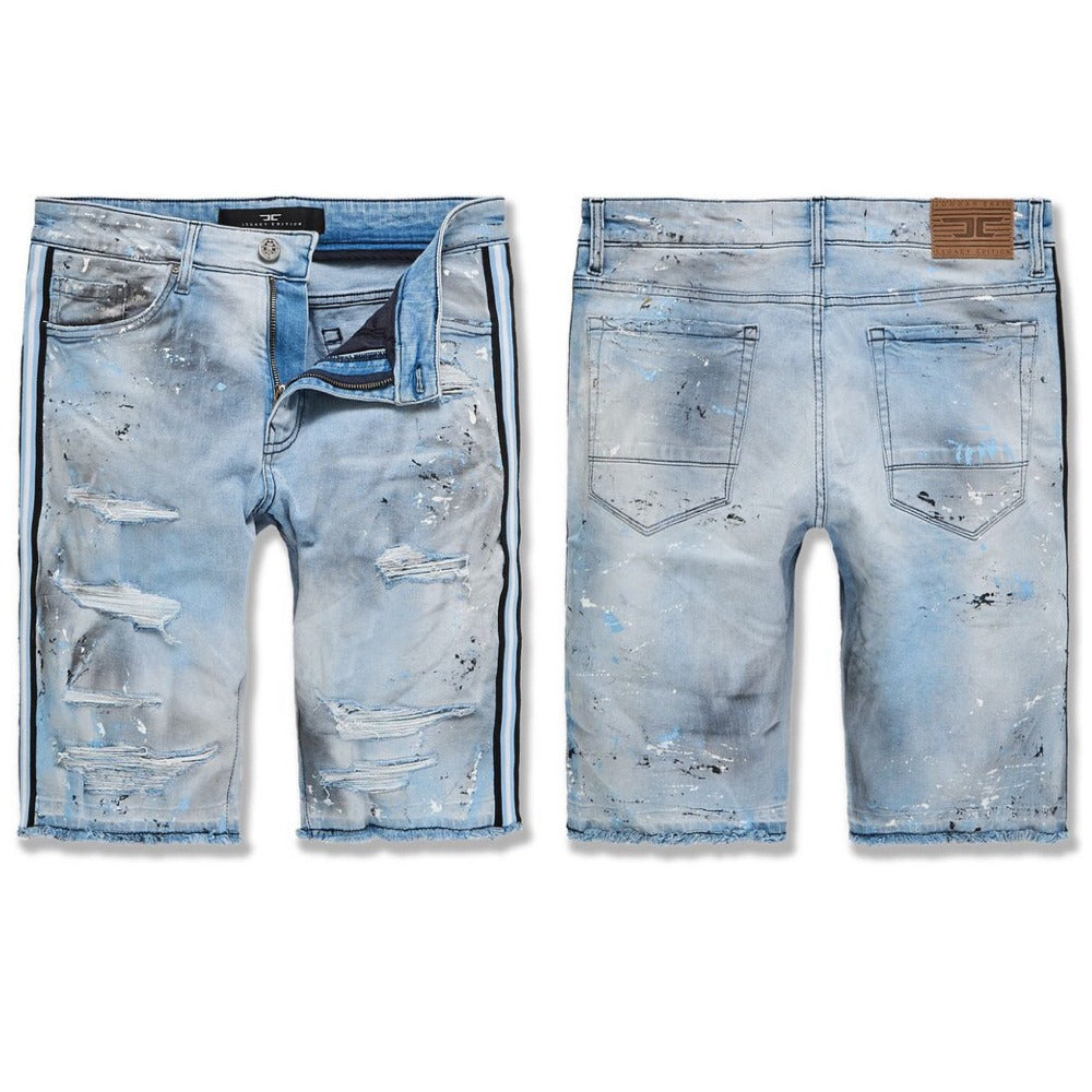Jordan Craig-Sparta Striped Denim Shorts-University Blue-J3168S