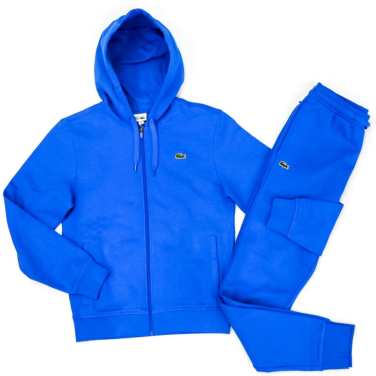 LaCoste-Men's SPORT Hooded Lightweight Bi-material Sweatset-Blue • qpt-Sh1551