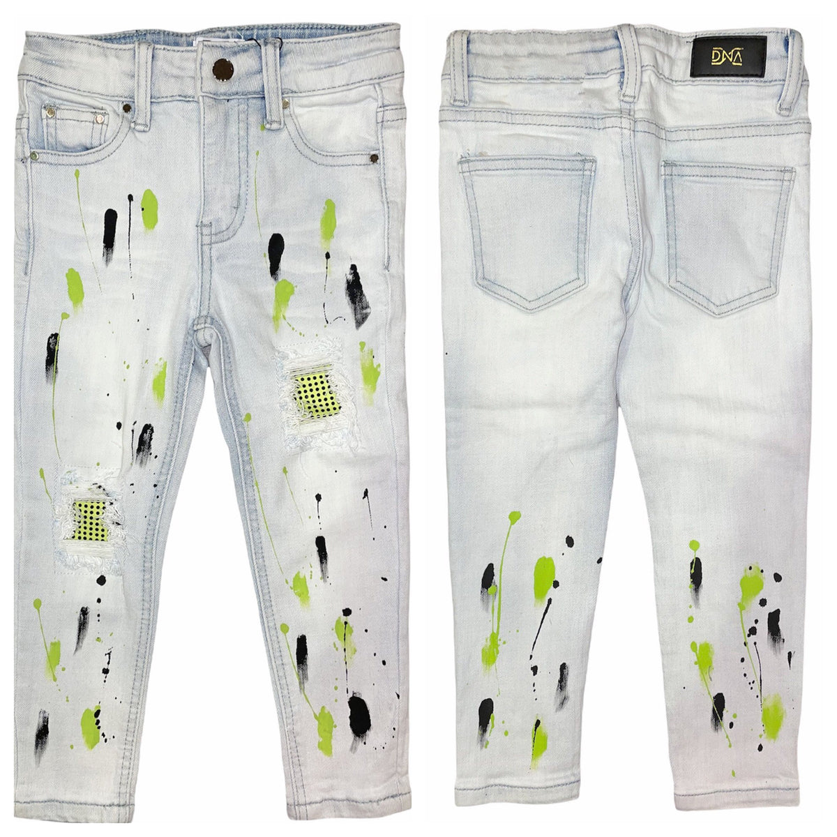 Kids Dna Stone & Paint Jeans-Green/Black