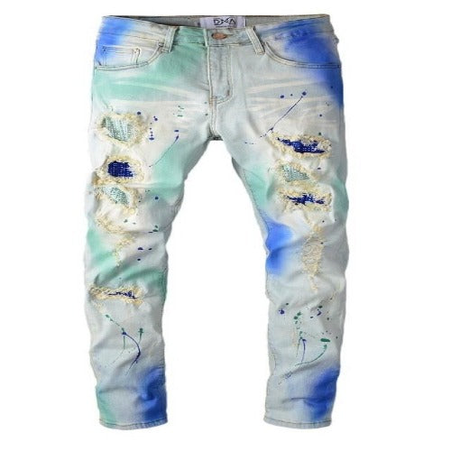 DNA-Paint Splatter Jeans-Blue