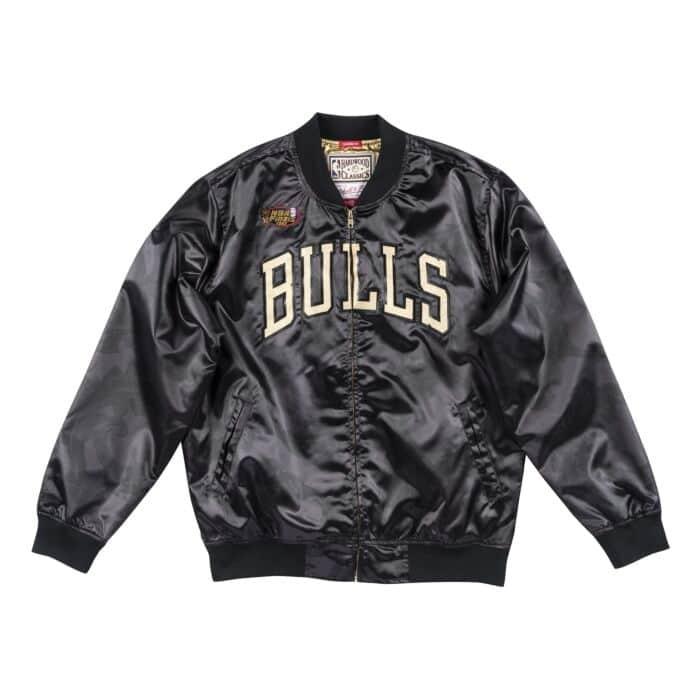 NBA Gold Chicago Bulls Satin Jacket-Black