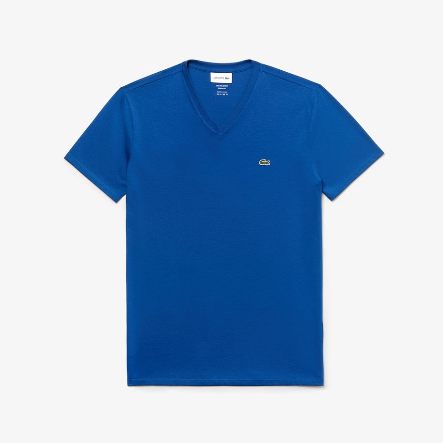 LaCoste-V-neck Pima Cotton T-shirt-Blue(Z7Z)-TH6710-51