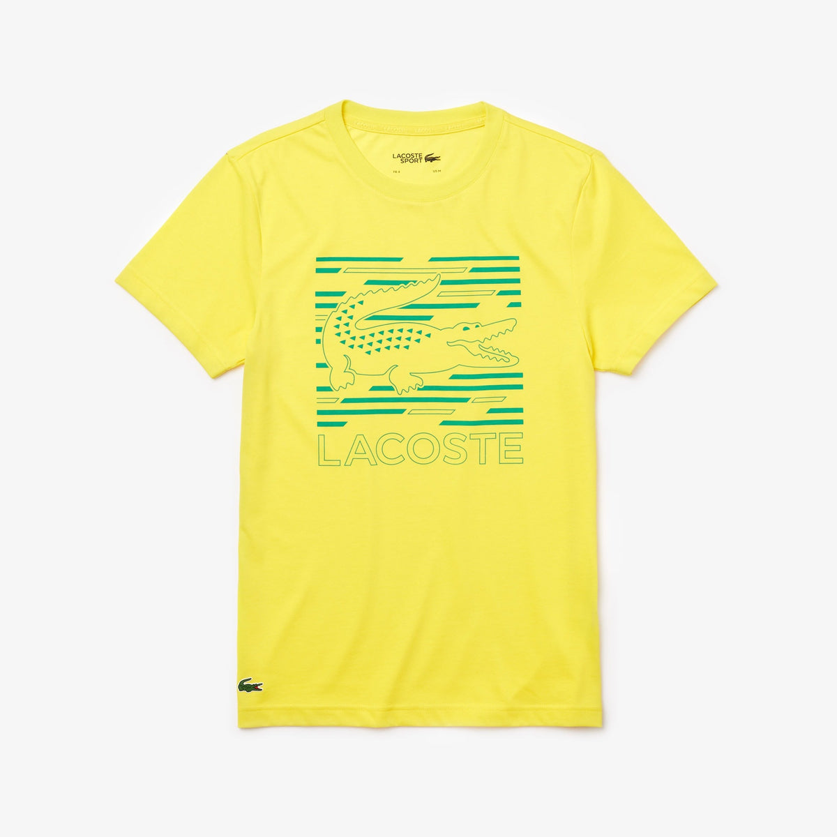 LaCoste-SPORT Ultra-Dry Graphic Tee-Yellow/Turquoise-TH4834-Y