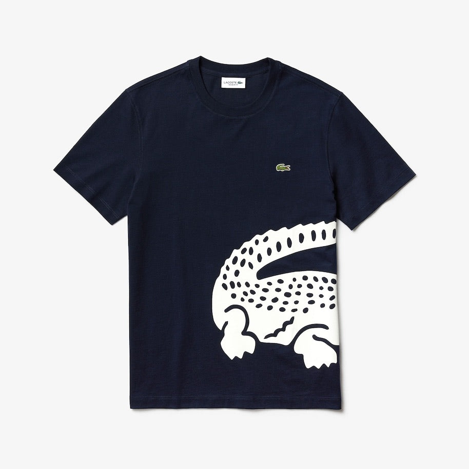 LaCoste-Men’s Oversize Croc Crew Neck T-shirt-Navy Blue • 166-TH5139