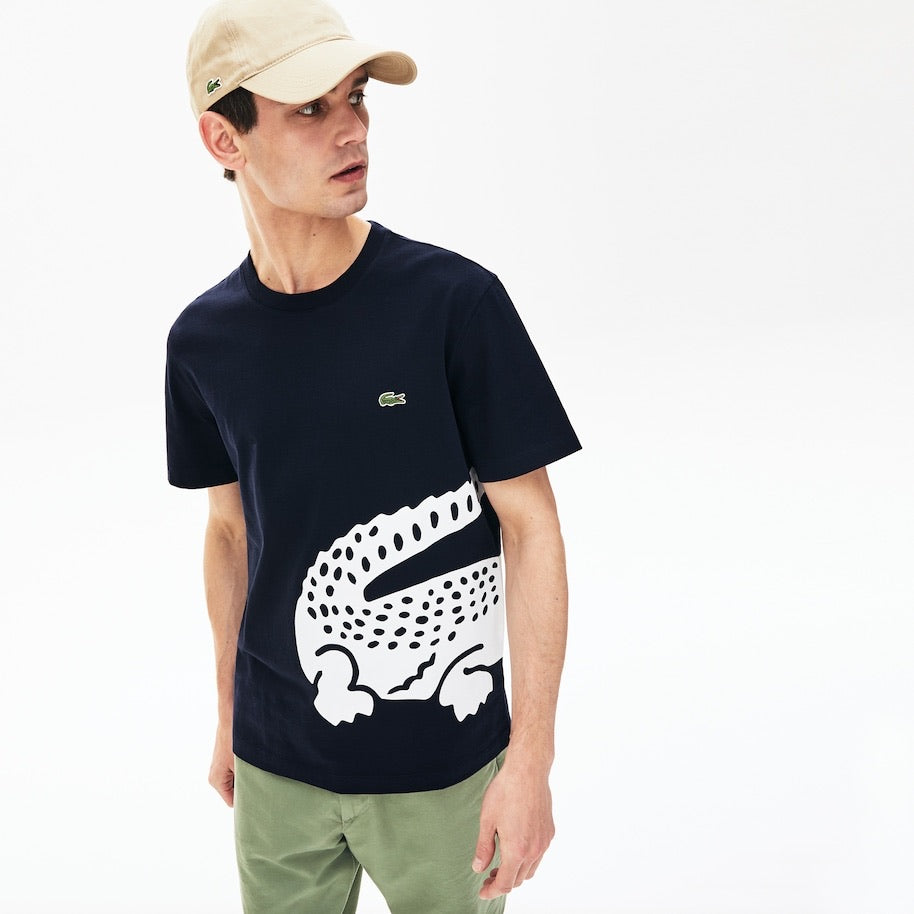 LaCoste-Men’s Oversize Croc Crew Neck T-shirt-Navy Blue • 166-TH5139