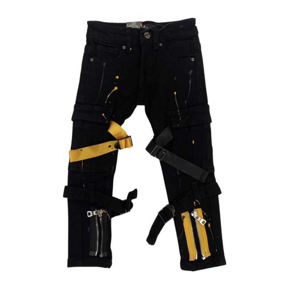 DNM-Kids Yellow & Black Tactical Denim-Jet Black