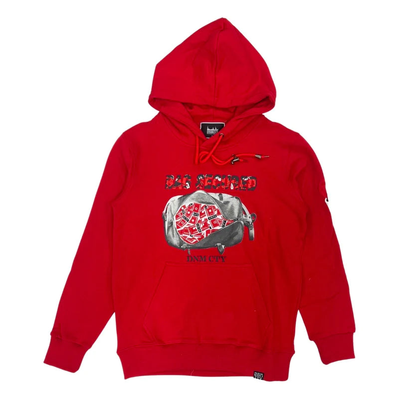 Denim City Bag Secured Hoodie-Red