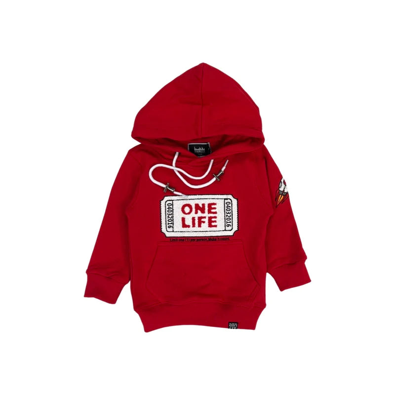 DENIMiCity-Kids One Life Hoodie-Red