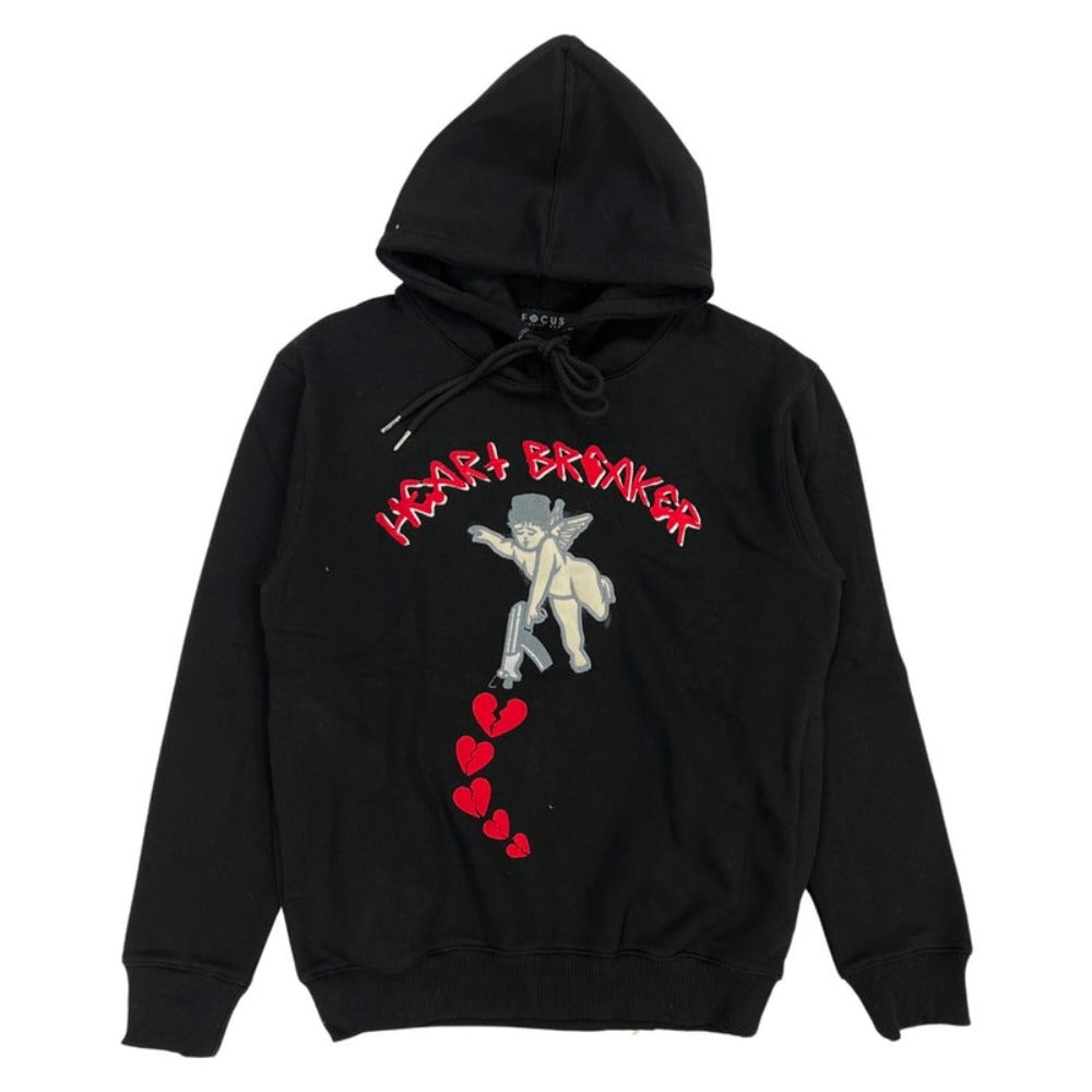 Focus Heart Breaker Hoodie-Black-Red