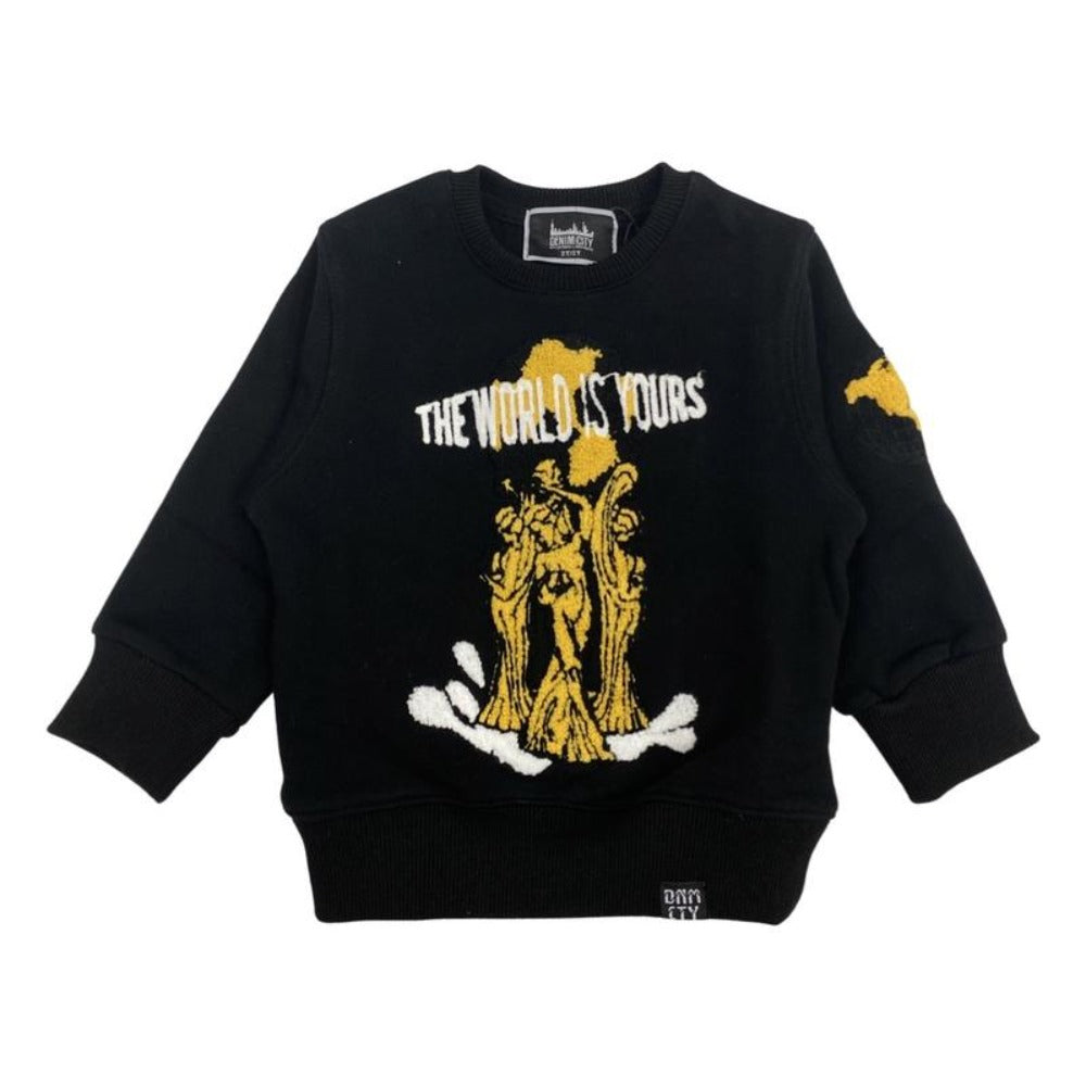 Kids World Is Yours Crewneck-Black