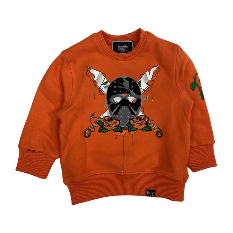 Kids Chenille Voorhees Crewneck-Orange