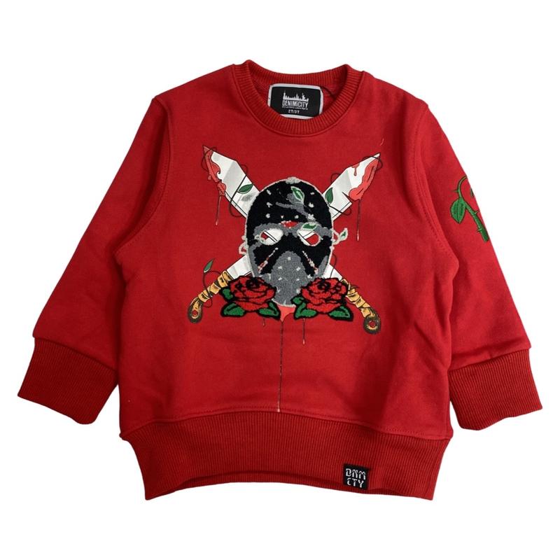 Kids Chenille Voorhees Crewneck-Red