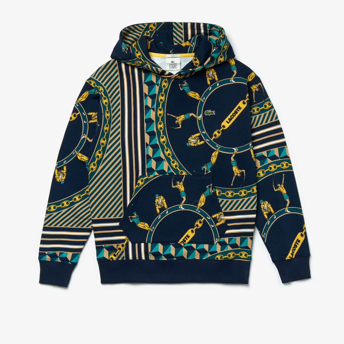 LaCoste-Scarf Print Hooded Sweatshirt-SH4388