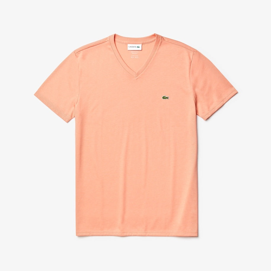 LaCoste-V-neck Pima Cotton T-shirt-Pink • 5MM-TH6710-51