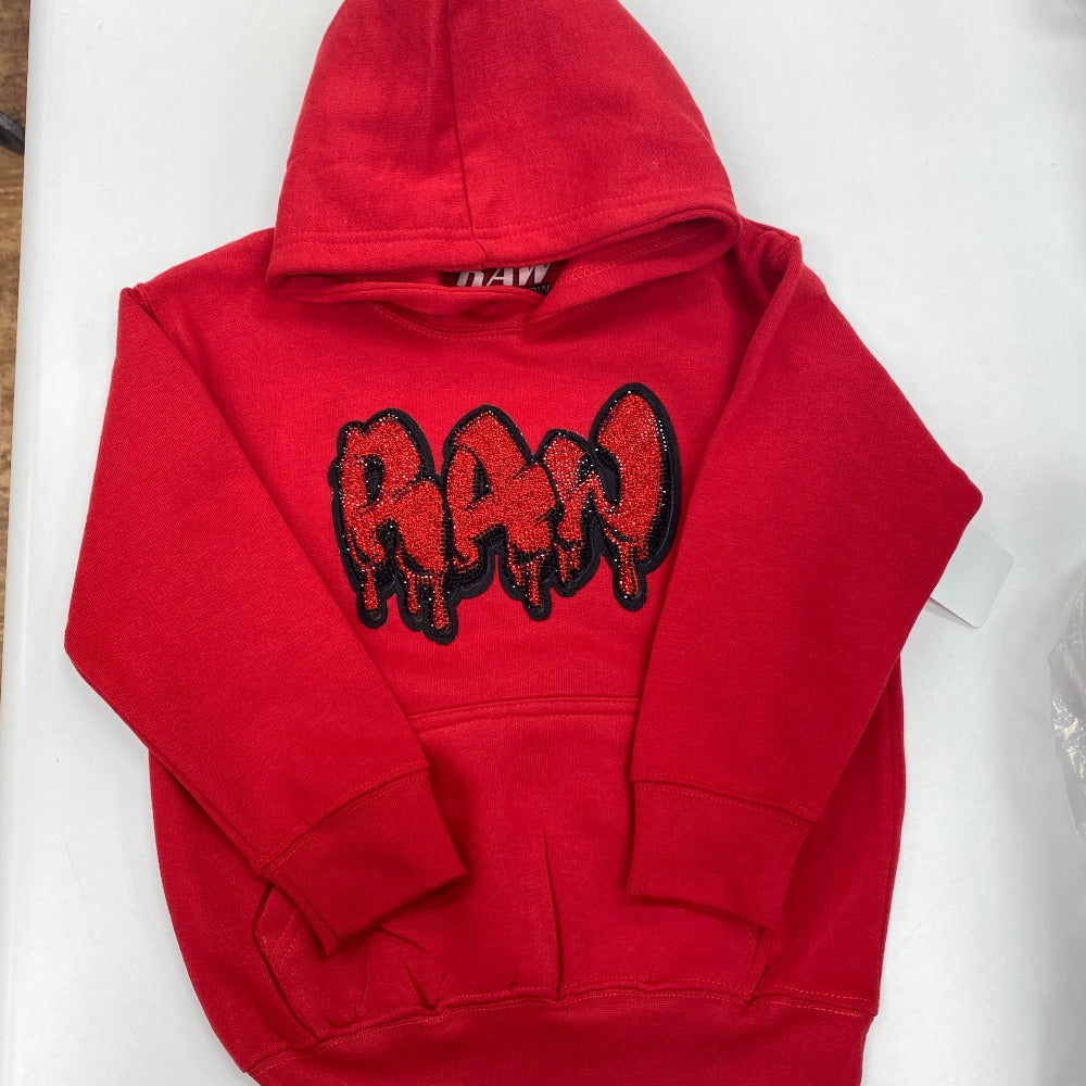 Kids Rawyalty Hoodie With Stone-Red-Black