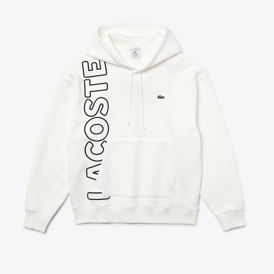 Lacoste-Unisex LIVE Hooded Embroidered Cotton Blend Sweatshirt-White / Black • 8LP- SH1441