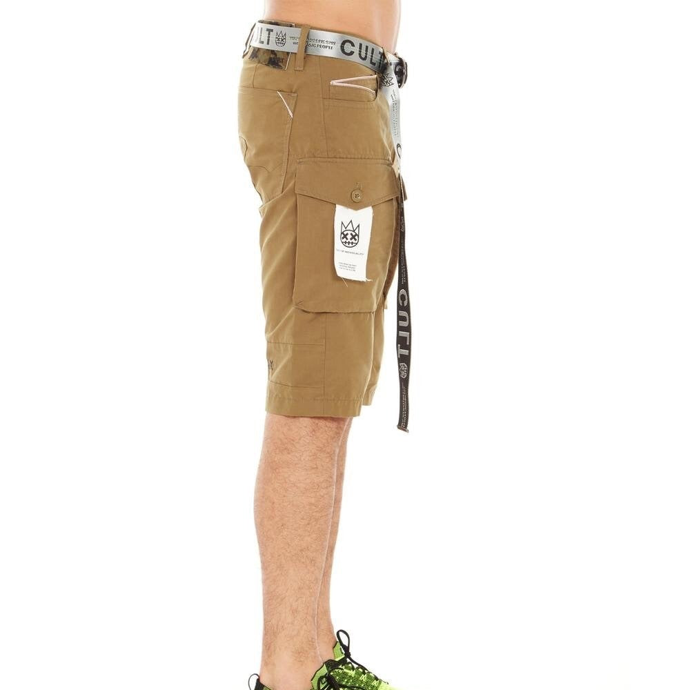 Cult Of Individuality-Belted Rocker Cargo Shorts-Olive-620A0-CS16A