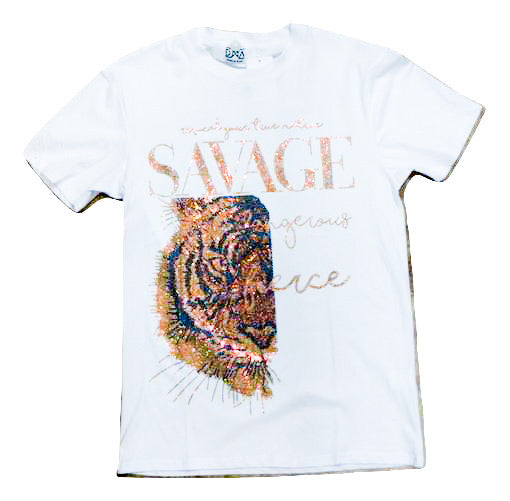 DNA-Savage Tiger Tee-White/Gold