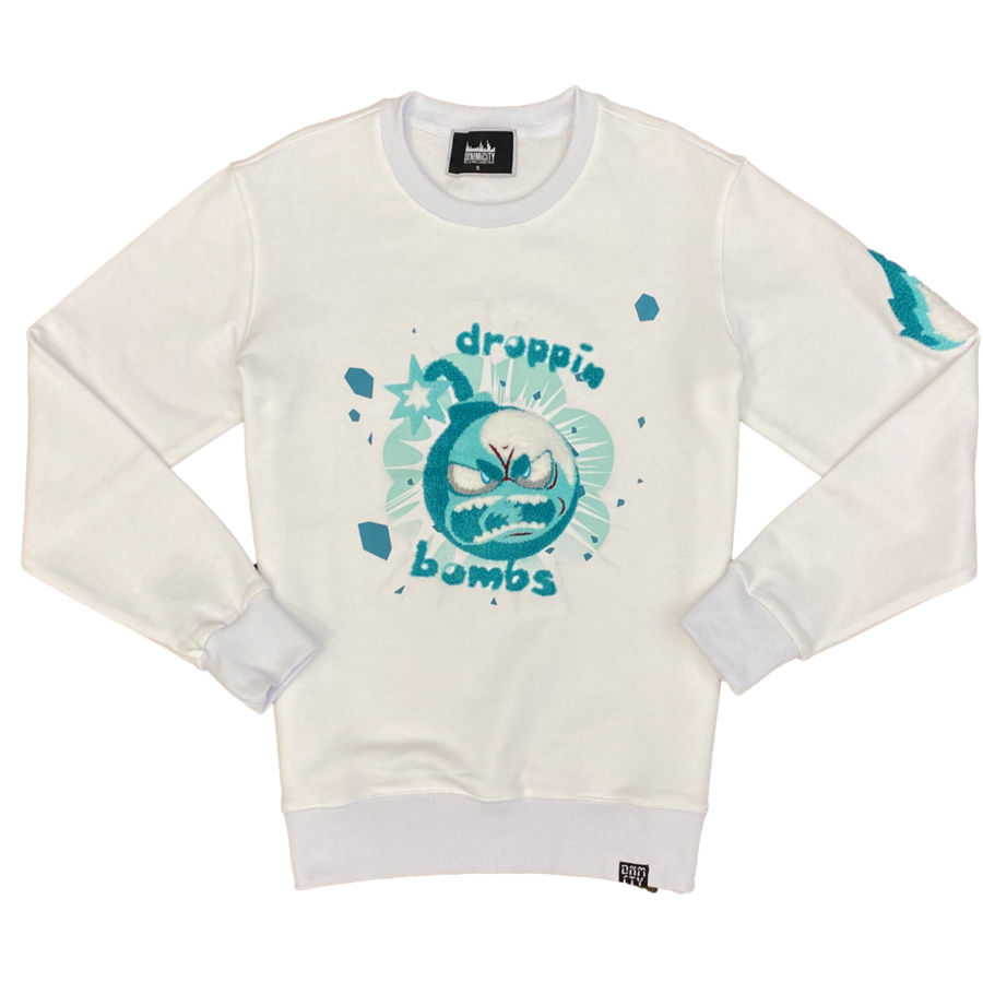 DenimICity-Dropping Bombs Crewneck-White