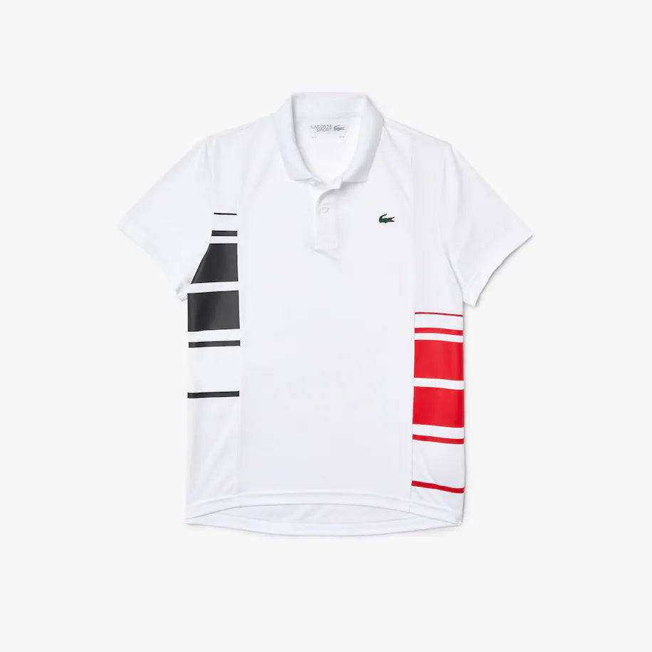 Men's Lacoste SPORT Color-block Piqué And Mesh Polo - Black/White/Red - DH0866