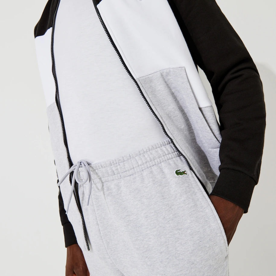 Men's Printed Colorblock Fleece Tracksuit-Grey Chine/White/Black•P0F-WH7161