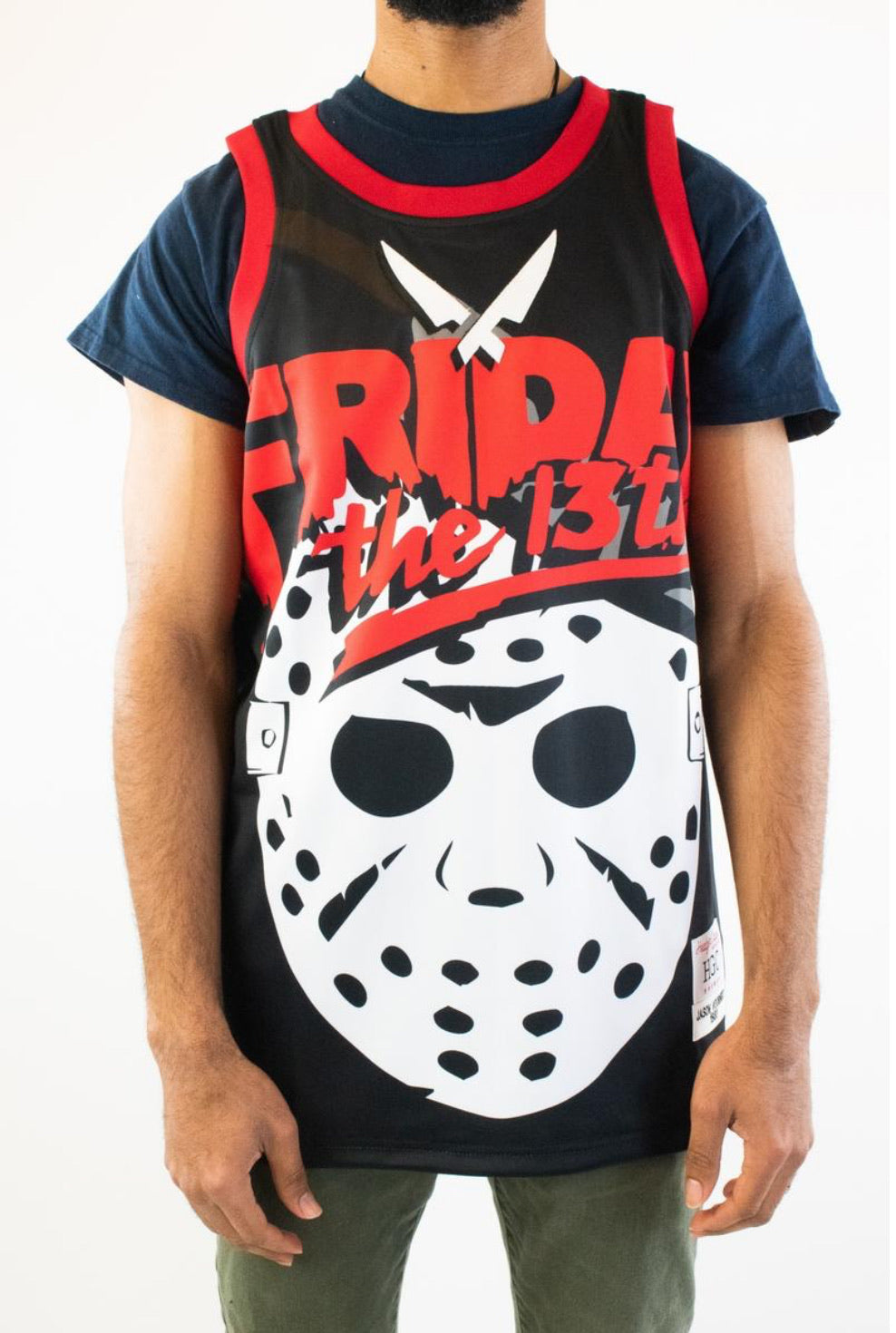 Head Gear Classic-Friday The 13th Jason Basketball Jersey-Black/Red