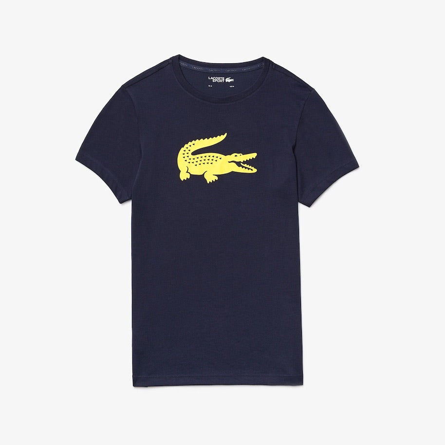 LaCoste-Men’s SPORT Crew Neck Ultra Dry T-shirt-Navy Blue/Yellow • YE4-TH3377