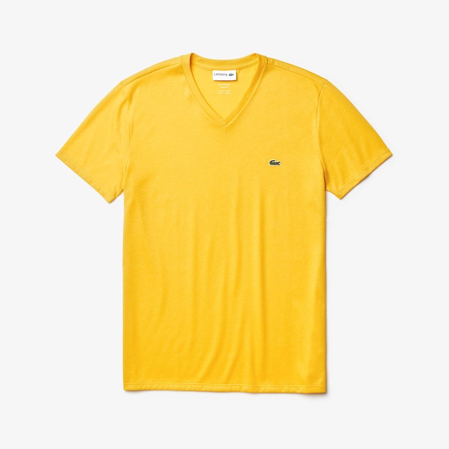 LaCoste-V-neck Pima Cotton T-shirt-Yellow(Z0A)TH6710-51