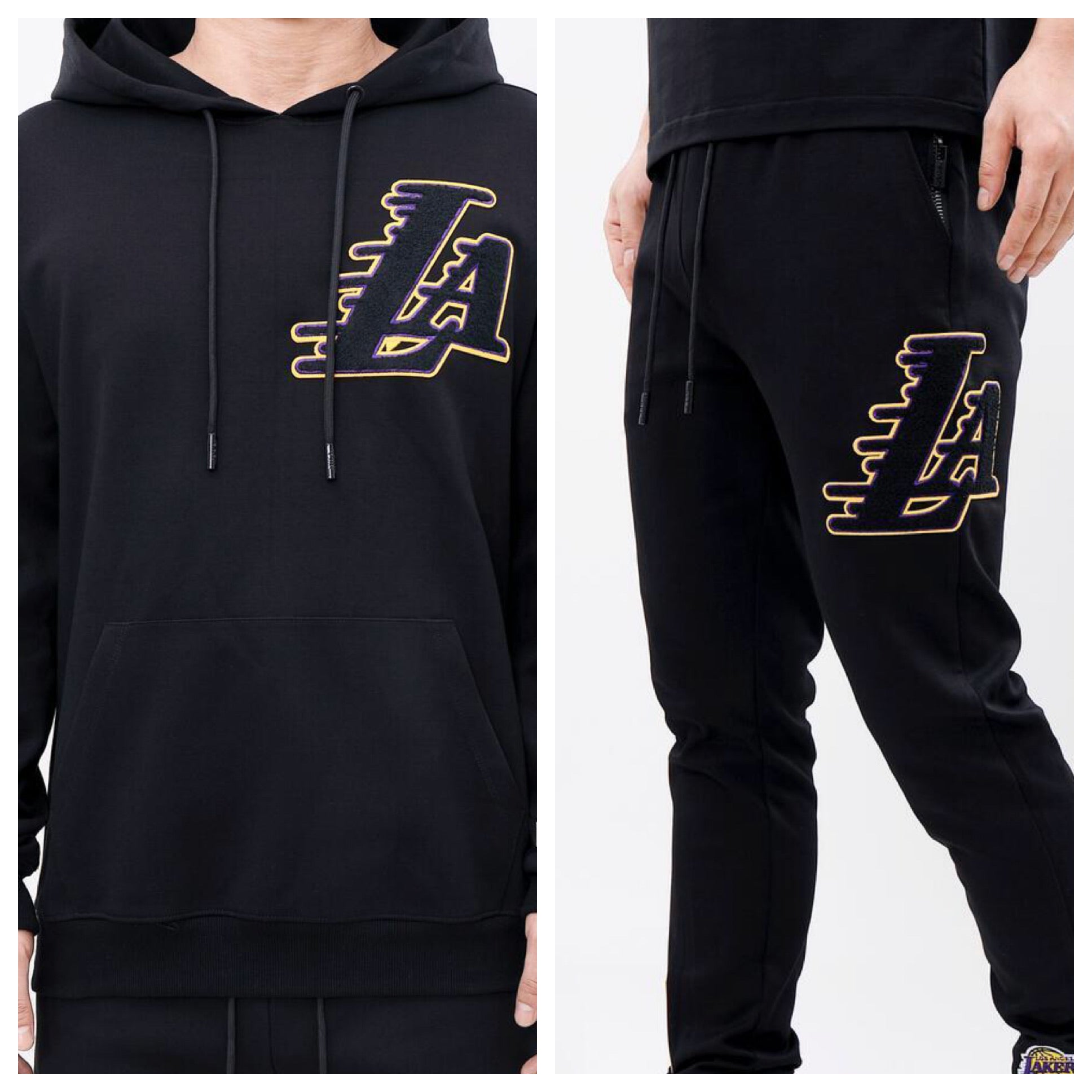 Pro Standard-Los Angeles Lakers LA Logo Hoodie Set-Black – Todays