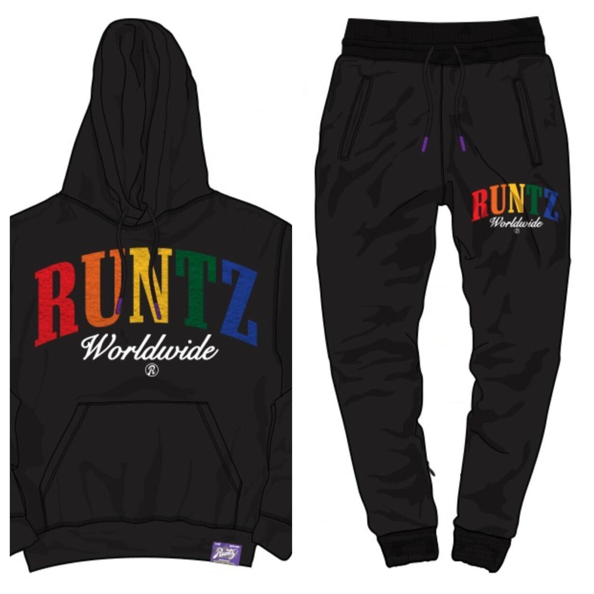 Runtz-Rainbow Runtz Sweat Set-Black
