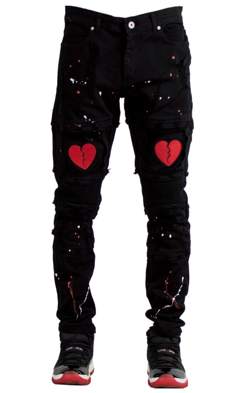 Focus Jeans-Broken Heart W/Paint Splatter-Black