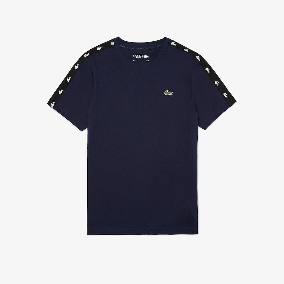 LaCoste-Men's SPORT Crocodile-Stripe T-Shirt-Navy Blue / Black • JB1-TH8686