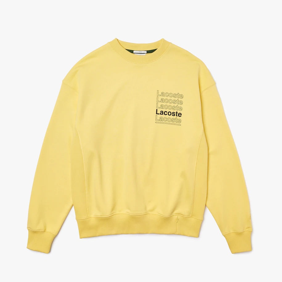 Men’s LIVE Loose Fit Crew Neck Print Fleece Sweatshirt-Yellow•107-SH7294